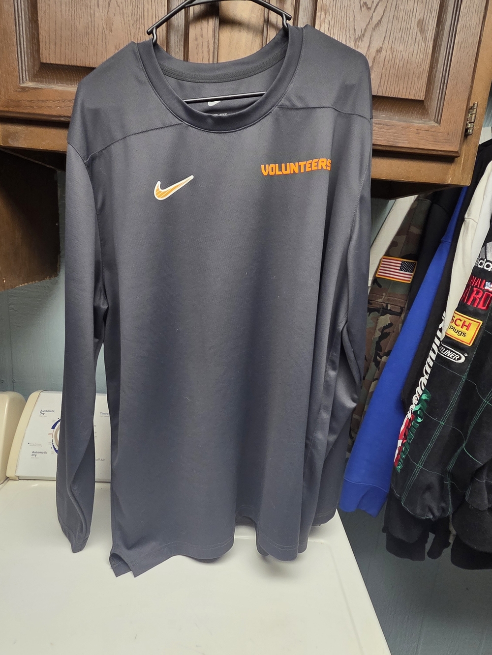 Nike Volunteers Long Sleeve Knit Dri-Fit Shirt - Charcoal with Orange Logo